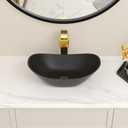 Bowl Sinks For Bathrooms 17" x 11" Oval Black Vessel Sink Modern Boat Shape Artistic Basin Bathroom Vessel Sink Above Counter Porcelain Ceramic Black Small Deep Vessel Sink