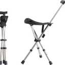 King Mills Lightweight Portable Stools for Adults Heavy Duty, Adjustable Walking Chair for Adults, Anti-Slip Cane Seat Walking Stick Folding Seat 250 Lbs Above Ideal for Camping & Hiking