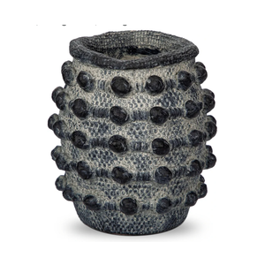 Rustic Farmhouse Vase, Boho Smoky Black Vase for Pampas Grass Small Textured Knotted Vases for Flowers Decorative Cement Floral Vases for Home Decor, Living Room, Dining Table