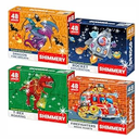 QUOKKA Shimmer Puzzles for Kids Ages 4-6 – 48 Piece Shaped Jigsaw Puzzles for Toddlers 3-5 – 4-Pack Dragon, Rocket, Firetruck & Dinosaur Children's Game Ages 4-8 – Unique Gift Toy for Preschoolers