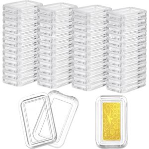 FINGERINSPIRE 50Pcs Acrylic Silver Bar Case with Lids, Rectangle Clear Bullion Storage Box Plastic Capsule Storage Container Fit for Silver Bar(1.95x1cm/0.75x0.39inch Inner Diameter)