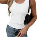 Womens Tank Tops Crewneck Sleeveless Summer Sweaters Vest Casual Basic Tees Ribbed Shirts (White, XL)