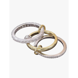 New 2026 Women 18K Real Gold Titanium Steel Stackable Rings Dainty Cubic Zirconia Rings, Silver Gold Knuckle Multi-Link Coinnected Ring Perfect for Gift for Special Occasions