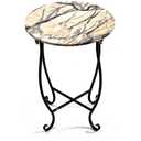 Round Side Table, 17“ H Easy Assembly Weather Resistant Metal Accent TableMarble Pattern Tabletop with Drainage Hole, Indoor & Outdoor Table for Patio, Balcony, Yard, Porch & Living Room Plant Stand
