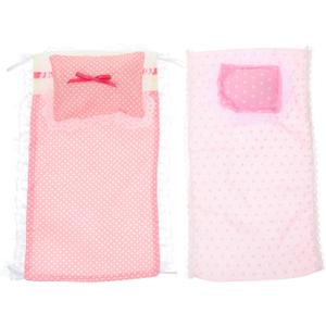 Garneck 2 Sets Mini Dollhouse Bedding Set with Pink Bed Sheets and Pillows - Realistic Cotton Doll Bedding Accessories for Miniature Doll House Bedroom Decor