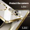 for Samsung Galaxy S25 Plus Case.Phone Cover Clear Back Surrounding Plating Metallic Glossy.Magnetic Case Slim Thin Soft funda capa para 6.7" Built-in Lens Protector (Gold)