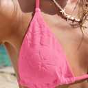 seamoly Women's Bikini Sets Toweling Jacquard Textured Halter Two Piece Swimsuits Open Back Cheeky High Cut Bathing Suit (Pink, M)