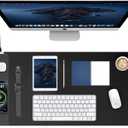 TopMade Mouse Pad with 15W Fast Wireless Charging, 31.5"x15.75" XXL Large Gaming Waterproof Desk Pad with Ultra-Smooth Surface, Non-Slip Base, Computer Desk Mat for MacBook, PC, Laptop, Black (Black - Left Side Charger)