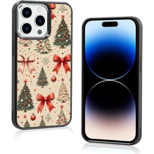 Cute Christmas Tree Bow Phone Case: Kawaii Winter Non-Slip Design Compatible with iPhone 14 Pro Case for Women & Girl14 Pro