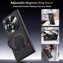 for Oneplus Open Case with 360 Magnetic Rotatable Ring Stand, Built-in Screen Protector & Hinge Protection, Thin & Slim Magnetic Stand Phone Case 5G, Black