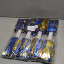 4Pcs Metallic Cheerleading Pom Poms, Creatiee 2 Pair Cheerleader Cheering Squad Pompoms for School Sports Dance Games Team Spirit Cheer (Blue-Gold)