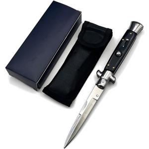 Outdoor Pocket Hunting Knife, push button Knife,Suitable For Camping Hunting Survival (Black)