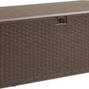 Amazon Basics Outdoor Patio Storage Box 99 Gallon Deck Box, Waterproof and Weather-resistant, Furniture Cushions Garden Tools, Brown