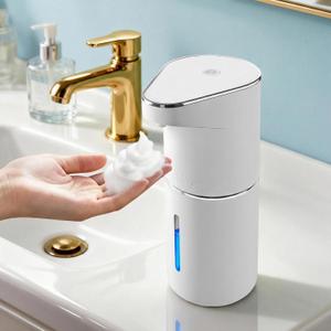 2 x Automatic-Foaming-Soap-Dispenser-Touchless,Type C Rechargeable White Hand Soap Dispenser 13oz/350ml with 3 Foam Levels Wall Mounted & Countertop Design for Kitchen Bathroom IPX5 Waterproof