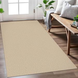 EARTHALL Washable Area Rug 3x5 Ft Non Slip Rugs for Entryway Braided Rubber Backed Throw Rugs Door Mat Indoor Outdoor Entrance Rug for Kitchen Foyer Front Door Living Room, Golden Beige/White