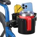 JOYTUTUS Wheelchair Cup Holder 2 Pack, 2-in-1 Walker Cup Holder with 6.4'' Storage Box, Drink Holder for Bottle with Handle, Fit for Wheelchair, Walker, Rollator, Stroller, Camper, Golf cart (Large)