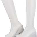 AMINUGAL Womens Elastic Knee High Platform Chunky Block High Heel Sock Boots Zipper Round Toe Fashion Motorcycle Combat Punk Boots For Women (7.5)