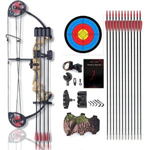 Compound Bow Archery for Youth and Beginner, Right Handed,19”-28” Draw Length,15-29 Lbs Draw Weight, 260 fps