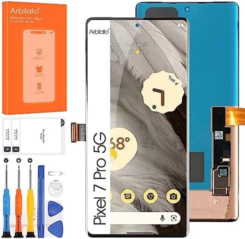 OLED Screen for Google Pixel 7 Pro 5G Screen Replacement for Pixel 7 Pro LCD Screen GP4BC,GE2AE Touch Display Digitizer Assembly Repair Parts with Frame(Black with Fingerprint Function)