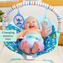 Bright Starts Disney Stitch Ohana Paradise Vibrating Baby Bouncer, Soothing Vibrations Infant Seat with 2 Sensory Toys, 0-6 Months