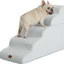 Made4Pets Dog Stairs Ramp for High Bed 22.8" H, 5-Step Pet Stairs for Bed Couch Sofa Climbing, 35D Foam Pet Steps for Small Dogs and Cats, Non-Slip Bottom Dog Steps, Light Grey