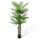 CyanGrove 6ft Tall Golden Cane Artificial Tree Palm Outdoor, Large Artificial Plants Outdoor Faux Palm Tree with 3 Textured Trunks, Fake Tree for Indoor Outdoor Office Living Room Outside Patio