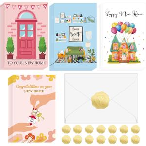 NEWEST Housewarming Greeting Cards Set  24 Cards, 4 Unique Designs with Envelopes & Stickers, Blank Inside for Personalized Messages, New Home Gift for Friends & Family
