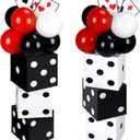 60 Pcs Casino Themed Party Decorations Set 6 Pcs 11 Inch Large Casino Dice Favor Boxes 6 Jumbo Poker Cards Accessory 48 Pcs Red Black and White Balloon for Las Vegas Game Night Party Decor