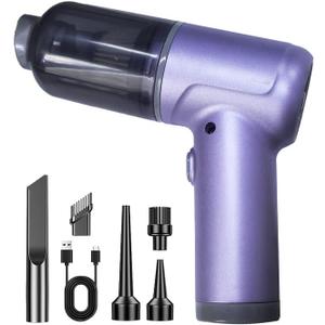Portable Car Vacuum Cordless,2-in-1 Blow Suction Handheld Cleaner with Multi-Nozzles, Rechargeable Mini Vacuum for Car, Home, Office, Pet Hair, Sofa, Keyboard. (Purple)