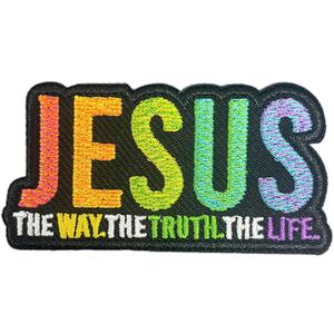 Jesus Way Truth Life 3 Inches Iron On/Sew On Embroidered Applique Patches, Bible Verse Embroidery Patches, DIY Accessories for Backpacks, Army Vests, Bags, Hats, Clothes, Gift for Christian