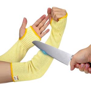 Cut Resistant Sleeves With Thumb Hole,Thin Skin Arm Protection Sleeves And Bruising, Kevlar Sleeves For Women, Men, Elderly(Yellow,17.7 In)