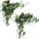 Ling's moment 2PCS Emerald & Gold Artificial Flower Garland Floral Swags Table Centerpieces Wedding Arch Flowers Decoration Green Rose Greenery Arrangements for Sweetheart/Head Table Decor