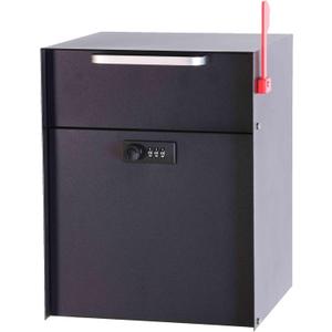 Post Mount Locking Mailbox with Code Lock - Large Capacity Security Password Metal Lock Mailbox - Waterproof Vertical Drop Mail Box Outdoor (Black4)