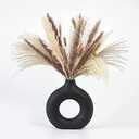 CEMABT Black Donut Vase Hollow Ceramic Vase for Flowers Handmade Minimalist Boho ins Style Modern Home Decor for Wedding Dinner Table Party Living Room Office Bedroom（M)
