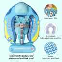 Mambobaby Float Add Tail No Flip Over Non-Inflatable Baby Swim Float Pearl Foam Solid Water Floats Smart Swim Trainer Infant Pool Float Swim Ring with Sun Canopy