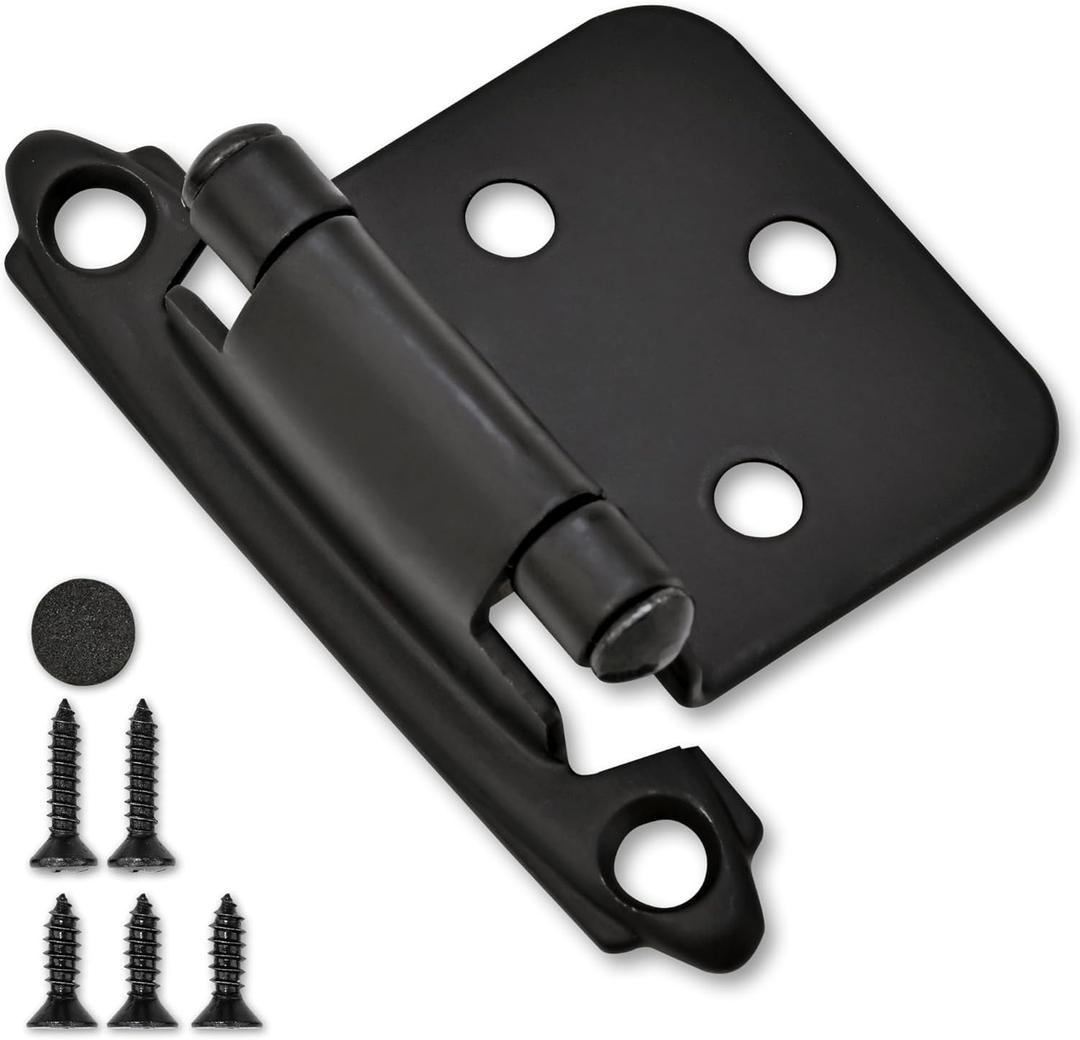 50 Pack 25 Pairs 1/2" Overlay Cabinet Door Hinges Matte Black Self Closing Kitchen Cabinet Hinge Black Cabinet Door Hinges Cupboard Variable Flush Cabinet Hinge