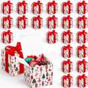 Sabary 25 Pcs Christmas Gift Boxes with Lids 4 x 4 x 4 Inches Candy Christmas Kraft Gift Boxes with Red Ribbons Small Present Box for Xmas Wedding Party Favor Birthday (Delicate Style)