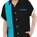 QIVICIMA Boys Bowling Shirts Color Block Short Sleeve Button Down Shirts Kids Cute Active Shirts Flamingo Print Shirt 15-16 Y