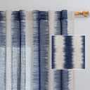 MYSKY HOME Curtains 84 Inches Long 2 Panel Sets for Living Room Bedroom Semi Sheer Curtains Farmhouse Style Drapes for Dining Room Soft Touch Classic Lines Modern Design, 50" Wide, Navy Blue, 2 PCs