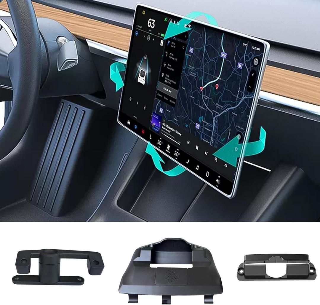 Upgraded Screen Tilt Swivel Hinge Mount for Tesla Model 3 2017-2023 and Tesla Model Y 20-24, 4 Way Rotation Adjustment Center Console Screen Rotating Hinge Holder