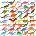 FINGOOO 39 Piece Mini Dinosaur Figures, Assorted Vinyl Plastic Dinosaur Toys for Easter Gifts Dino Party Cake Toppers