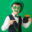 Winlyn Bulk St. Patrick's Day Novelty Jewelry Assortment St. Pat's Party Favors Supplies Shamrock Necklace Coins Head Bopper Bracelet Tattoo Mustaches Accessories for St. Patty's Day Irish Party Decor (Green)