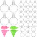 Aurelema 30 Pcs 1 oz Round Sanitizer Bottle Circle Plastic Mini Clear Empty Hand Sanitizer Bottles with Foldable Funnels Portable Reusable Containers for Business Trip Outdoor Camping Shampoo Liquid