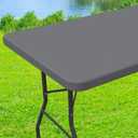 Spandex 8 Foot Rectangle Table Cloth, Elastic Fitted Tablecloths for Picnic, Stretch Washable Patio Table Cover for Outdoor, Camping, Banquet and Parties (Grey, 36"x96")