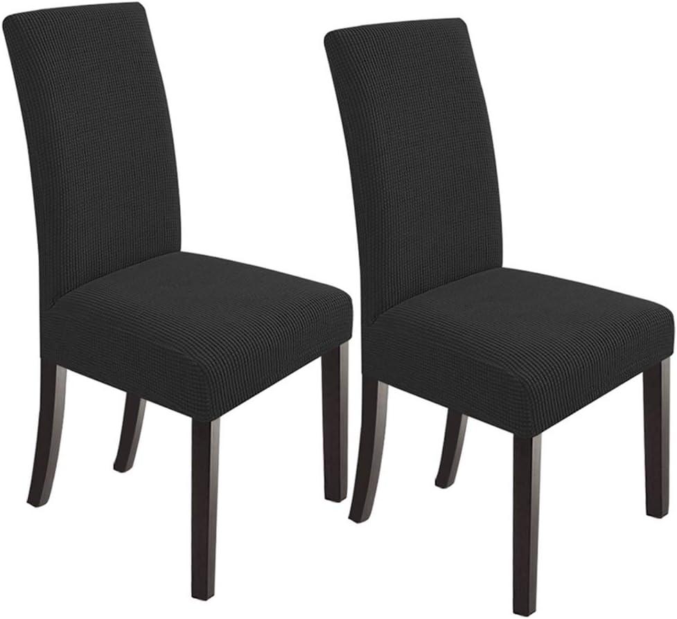 NORTHERN BROTHERS Chair Covers 2 Packs, Dining Chair Slipcovers, Black Parson Chair Covers, Washable Removable for Kitchen, Hotel, Restaurant, Black