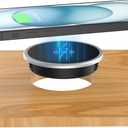 Wireless Magnetic Charger Desk Mount 15W Fast Charger for iPhone 17 16 Pro Max 15 14 13 12 Series,Magnet Qi Charging Pad/Station for AirPods,Recessed Hidden Under Desktop Hole Save Nightstand Space