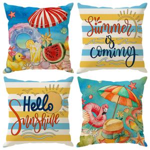 ZAEW Pool Swimming Ring Beach Summer Pillow Covers Throw Pillow Cases Set of 4 Decorations for Home Sofa Cushion Cover Party Holiday Decor 18x18 Inch