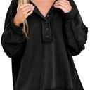 AlvaQ Sweatshirt for Women Oversized Casual Long Sleeve Button Henley Neck Pullover Tunic Tops Fall Fashion Outfits 2XL
