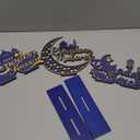 Hoolerry 6 Pcs Eid Mubarak Party Decoration Hollow Ramadan Table Centerpieces Moon Star Wood Letters Wooden Plaque Ornament for Eid Mubarak Ramadan Home Room Decor Craft, Blue