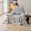 HANDONTIME Grey Armchair Sofa Cushion Covers Boho Sofa Covers Dog Couch Cover for Sofa Recliner Chenille Couch Sofa Slipcover for Pets Sofa Cover Thick Washable Slip Covers for Sofas/Couches, 71" X71"